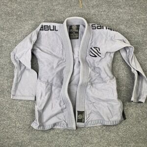 Sanabul Mens BJJ Gi Top Light Gray Pearl Weave Martial Arts Jacket Size A0